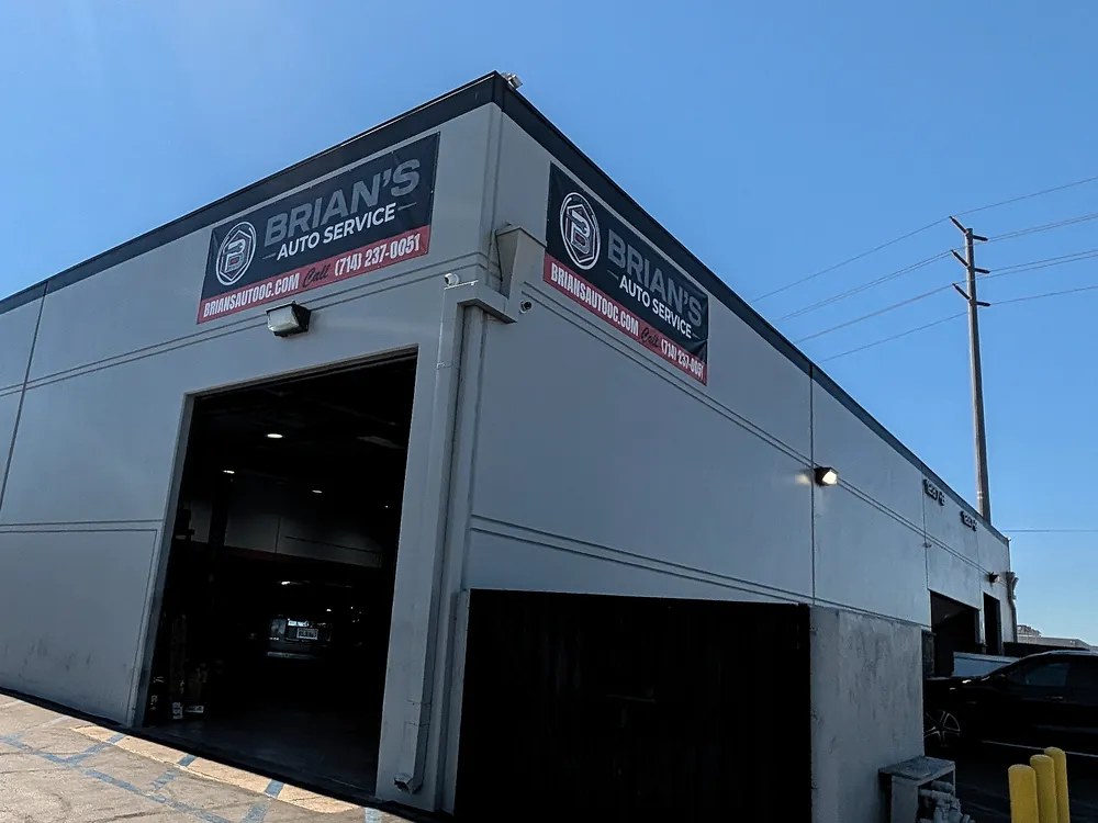 Entrance to the service bays under the Brian's Auto Service signs