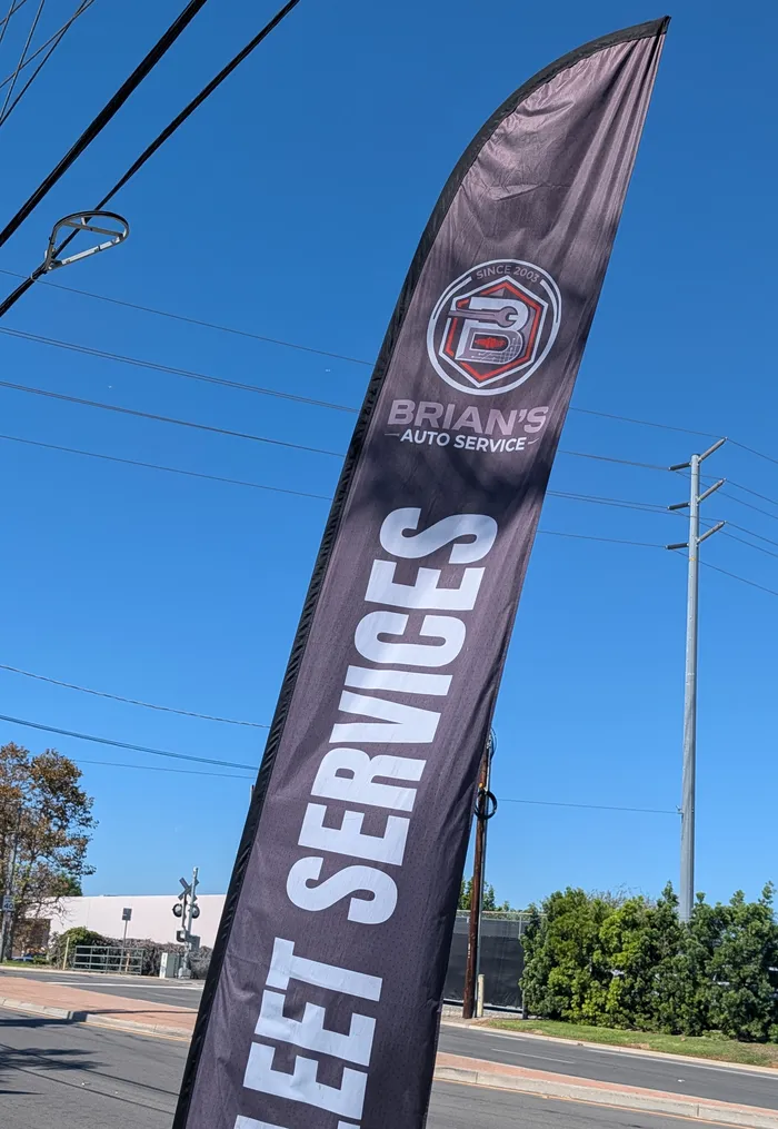 Fleet Services flag outside Brian's Auto Service in Anaheim